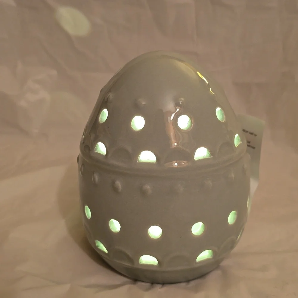 Elegant Blue Ceramic LED Egg